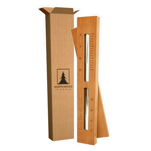 Northwood Sauna Sauna Sand Timer - Handmade from Canadian Red Cedar Wood - Wall-Mounted Rotating 15-Minute Hourglass with White Sand