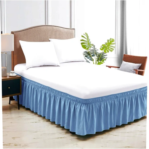 Dee's Collection Wrap Around Bed Skirt Mediterranean Blue Queen Size 12 Inch Tailored Drop, Soft Double Brushed Premium Microfiber, Luxury, Easy to Care Wrinkle/Fade Resistance