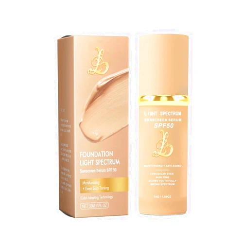 Narvokey Biological Match 4-in-1 Foundation - Light/Medium Spectrum, Mature Skin Color Changed, Protect from Sun SPF 50+ Concealers Waterproof (Light, Spectrum)