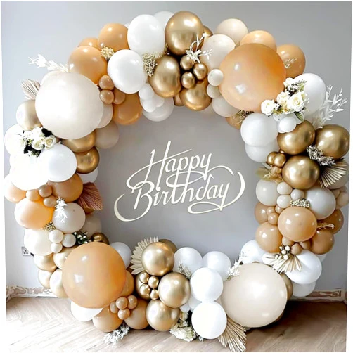 Zesliwy Sand White Gold Balloons Garland Kit, 144pcs Nude White Balloons for Baby Shower Bride Shower Party Decorations………