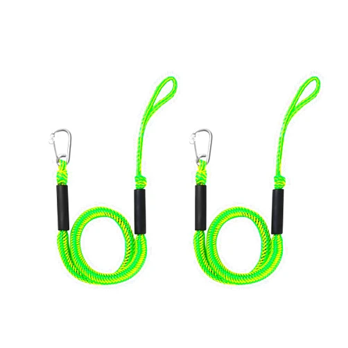ABeauty Bungee Dock Lines Shock Bungee Docking Rope Stretchable Mooring Ropes with Stainless Steel Clip Green 2 Pack