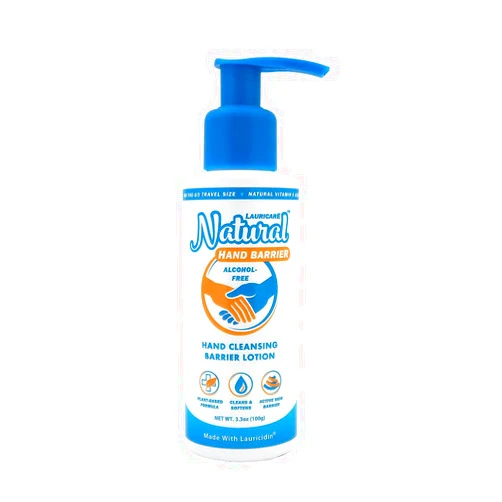 Lauricare Natural Hand Barrier Lotion for Dry Skin | Made with Lauricidin | Naturally Scented Coconut Orange | 3.3oz Pump