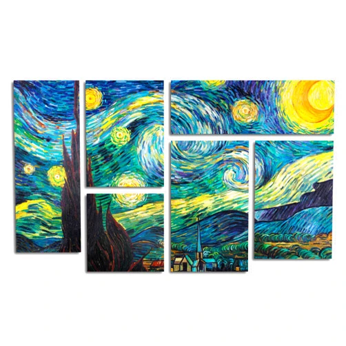 Trademark Fine Art Vincent Van Gogh Starry Night, 6-Panel Set, 12x18x2, Multi