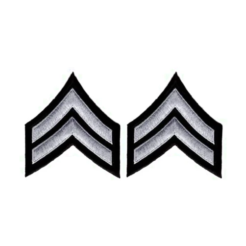 EMBROIDERED UNIFORM PATCHES & EMBLEMS Uniform Patches- Medium Gray Chevron Patches on Black Backing for Law Enforcement, Sheriff, Police, Security - 3-inch Wide - Corporal Stripes - Police Patch Corporal Chevron (Cpl Patch) (Pair)
