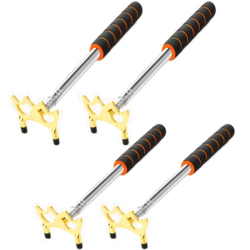 Soulchen 4 Pcs Retractable Pool Bridge Stick, Adjustable Billiard Cue Stick with Removable Brass Bridge Head, Portable Pool Table Accessories for Table, Club