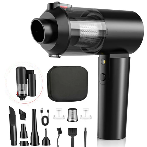 HOMIGIFTY AirifyPro Vac V2 Car Vacuum Cleaner 4 in 1 Handheld Vacuum 16000Pa High Power Brushless Motor, Mini Vacuum 90° Foldable Compressed Air Duster for Car, Home, Office and Keyboard