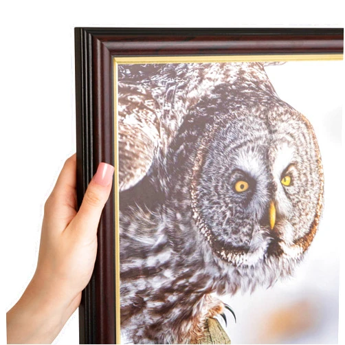 ArtToFrames 10x15 Brown Picture Frame, This 1.25 Inch Custom MDF Poster Frame is Mahogany and Gold Slope - Comes with Regular Glass and Corrugated Backing (CMWOM0066-83120-YMAH-10x15)
