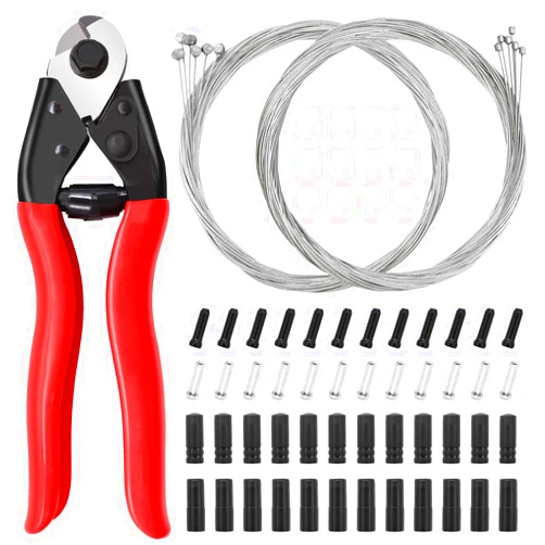 Mankk 73PCS Universal Bike Brake Cable Kit and Housing Replacement Kit Stainless Steel Bike Cable Cutter Wire Cable Cutters with Cable End Caps and O-Rings for Mountain Road Bike Bicycle M-111