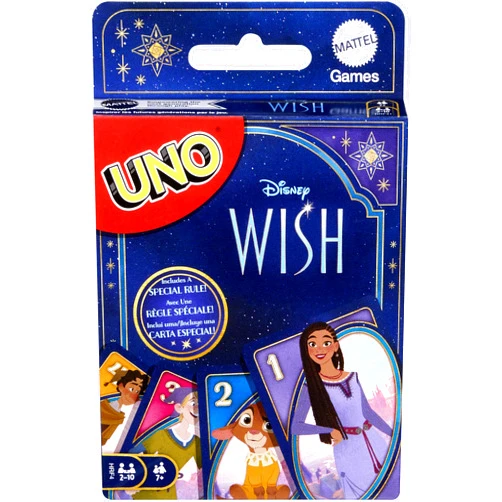 Mattel Games UNO Disney Wish Card Game for Kids, Adults & Game Night with Characters from The Movie & Special Rule, 2 to 10 Players