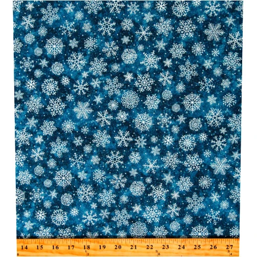 Northcott Cotton Silent Night Snowflakes Snow Winter Chrismtas Seasonal Holiday Blue Cotton Fabric Print by The Yard (25390-46)
