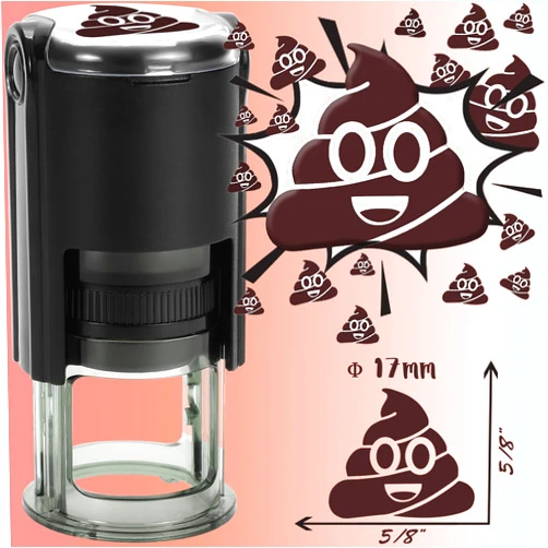 Idealiveny Self Inking Emoji-Stamps for Teachers Round Stamps for Classroom Grading Pile of Poop Emoji Stampers for Teacher Supplies Smiley Poop Face Rubber Teacher Stamps (A Pile of Poop-BROWN)