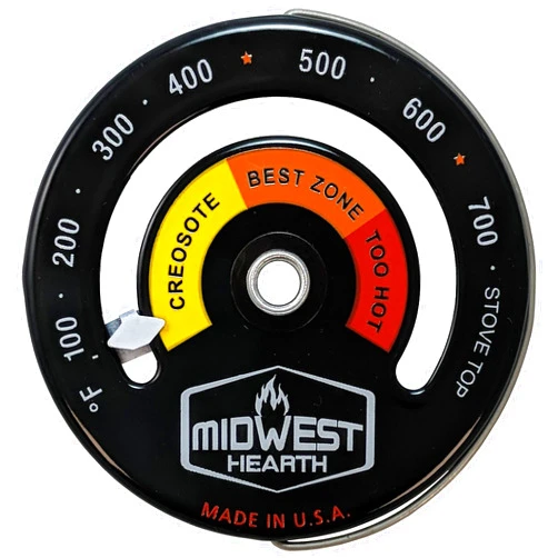 Midwest Hearth Wood Stove Thermometer - Magnetic Stove Top Meter