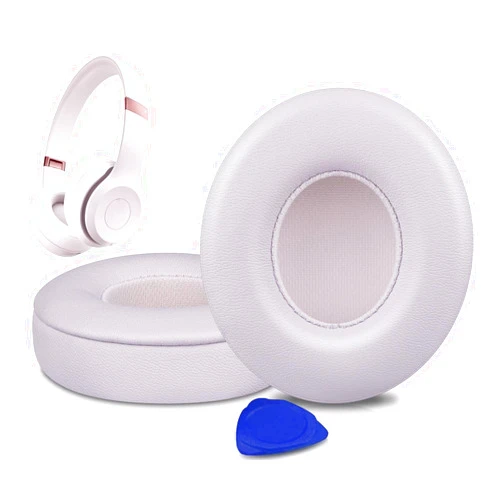 SOULWIT Earpads Cushions Replacement for Beats Solo 4 Wireless On-Ear Headphones, Solo4 Ear Pads with Soft Protein Leather, High-Density Noise Isolation Foam, Added Thickness - Cloud Pink