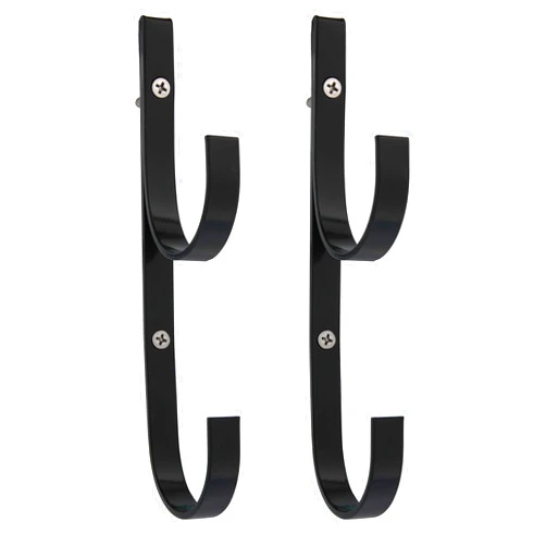 U.S. Pool Supply Set of 2 Black Aluminum Pool Hangers for Telescopic Poles - Store Poles with Nets, Vacuums, Hoses & Attachments - Organize Swimming Pool Area, Accessory Equipment