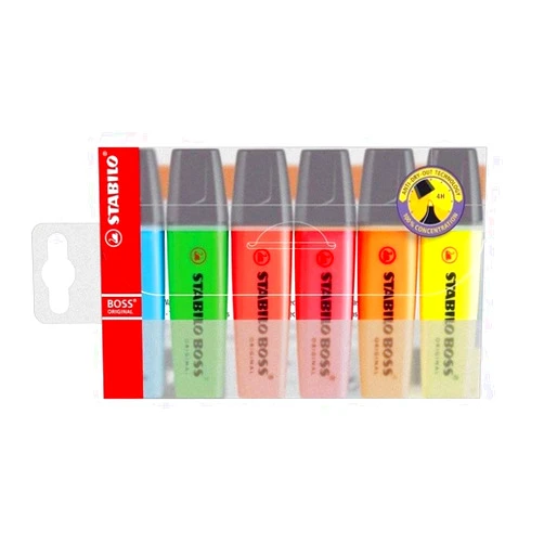 STABILO Highlighter - STABILO BOSS Original - Pack of 6 - Assorted Colors