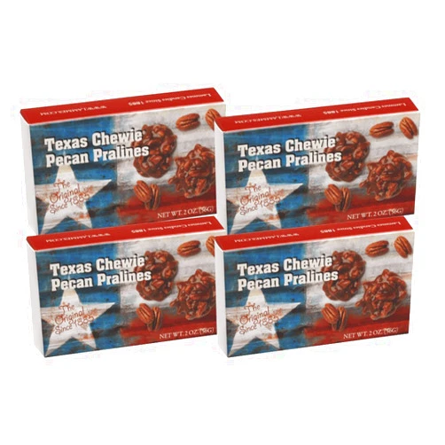 Lammes Candies Texas Chewie Pecan Praline 2 Ounce Gift Box - Pack of 4
