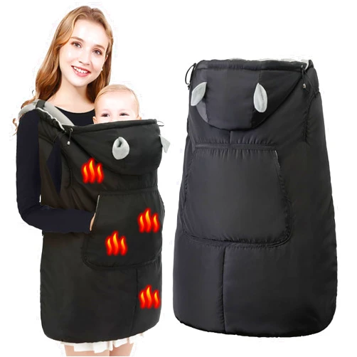 Aimshine Winter Baby Carrier Cover- Universal Baby Carrier Cover for Cold Weather Excellent Waterproof Cold-Proof Shawl for Strollers with Storage Bag (Black)