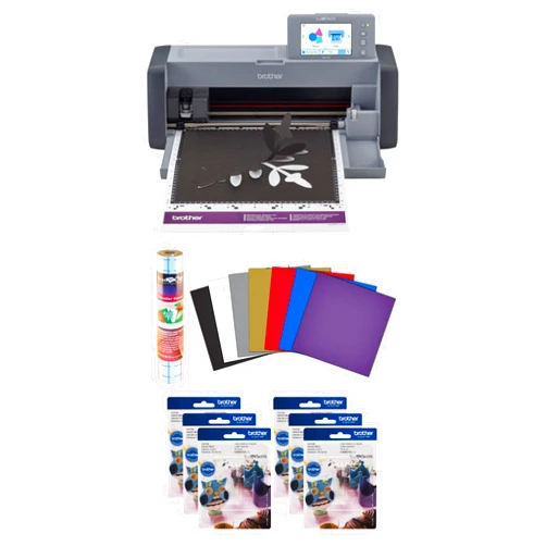 Brother ScanNCut SDX125EGY DIY Cutting Machine with Scanner, Adhesive Vinyl Sheets, Transfer Roll and 6 CADXBLD1 Replacement Blades