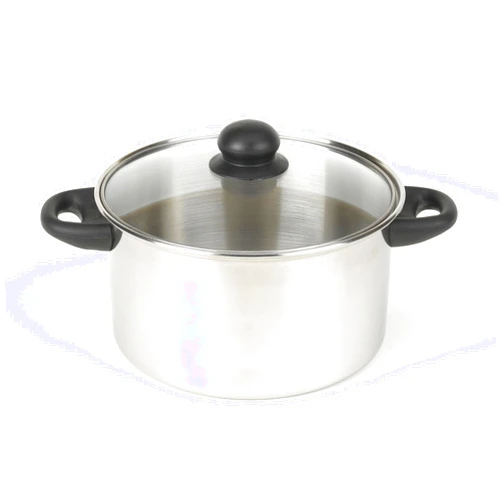 GoodCook Classic Stainless Steel 5-Quart Dutch Oven with Tempered Glass Lid, Silver