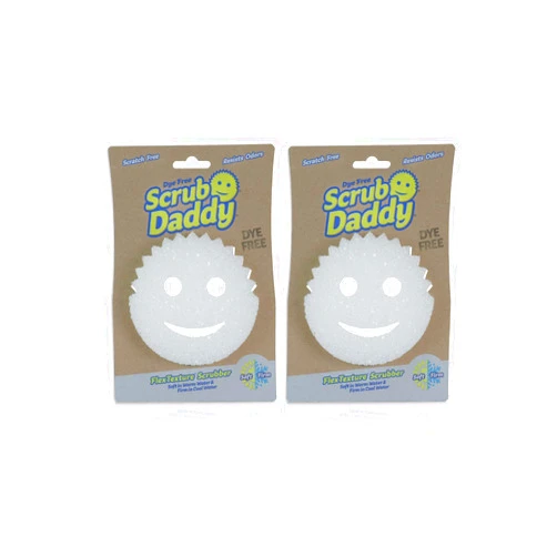 Scrub Daddy Sponge - Dye Free - Scratch-Free Scrubber for Dishes and Home, Odor Resistant, Soft in Warm Water, Firm in Cold, Deep Cleaning, Dishwasher Safe, Multi-use, 1ct (2 pack)