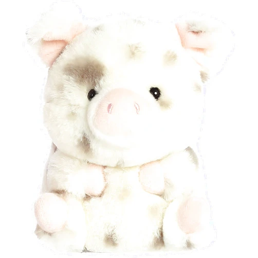 Aurora® Round Rolly Pet™ Periwinkle Pig™ Stuffed Animal - Adorable Companions - On-The-Go Fun - White 5 Inches