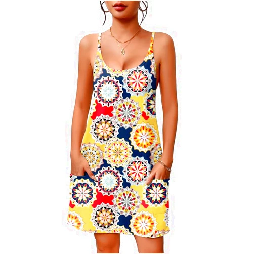 Ekouaer Nightgowns for Women Cotton Sleepwear Adjustable Spaghetti Strap Sleepshirt Racerback Sleep Dress with Pockets S-3XL
