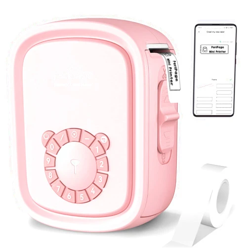 PeriPage Portable Label Maker Machine P10Pro - Wireless Bluetooth Label Printer with Tape Included, Multiple Templates, Easy to Use for Office and Home Organization, USB Rechargeable（Pink）