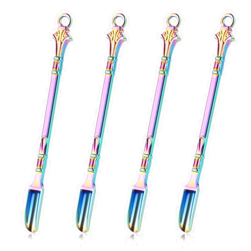 Hariendny Mini Spoons Set of 4 Mini Shovel Spice Spoon Small Spoons for Spice Tiny Spoons for Powder, Colorful Small Spice Spoon Mini Spatulas Spoon Small Multicolor Spoons