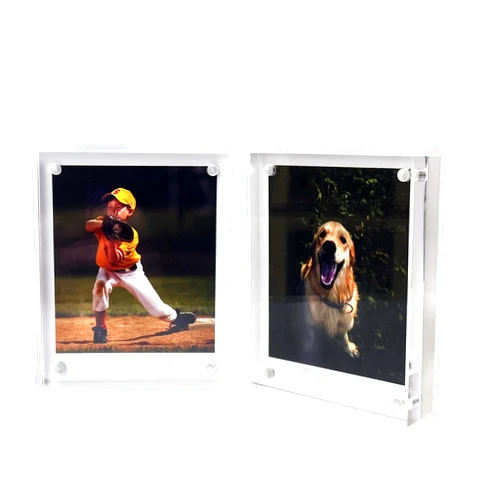 LAGIPA 4.25 x 3.5” Polaroid Picture Frame for Polaroid 600/I-Type/SX-70/Instax Wide Square/HP Sprocket Film/Zink Photo, 3.5 x 4.25 Inch Acrylic Desktop Picture Frame (2 Packs)
