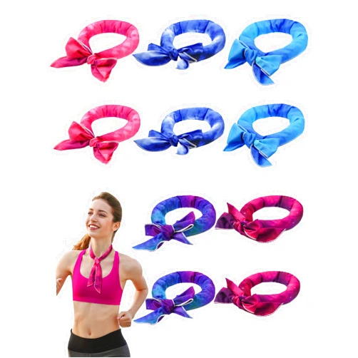 Janmercy 10 Pcs Tie Dye Cooling Neck Wraps Cooling Scarf Ice Bandanas Summer for Men Women Camping Running Outdoor Sports