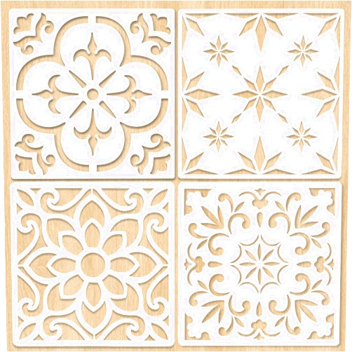 Leyhooney Large Tile Floor Stencils Set (4 Designs, 12