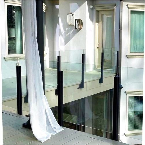 SUCHETA Wall Side Mount Glass Balustrade Post Black, 304 Stainless Steel Glass Railing Post with Spigot Slots & Sturdy Base for Steps, Villas, Balcony, Stairway, Deck, Patio Stairs
