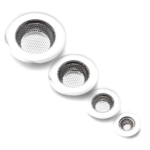 CORNERJOY 4 Pack Heavy Duty Stainless Steel Kitchen Sink Drain Strainer, Bathroom Hair Catcher Shower Drain Cover, Sink Tub Drain Stopper, Wash Basin Floor Drain, 2.1 to 4.5 Inch Diameter Rim