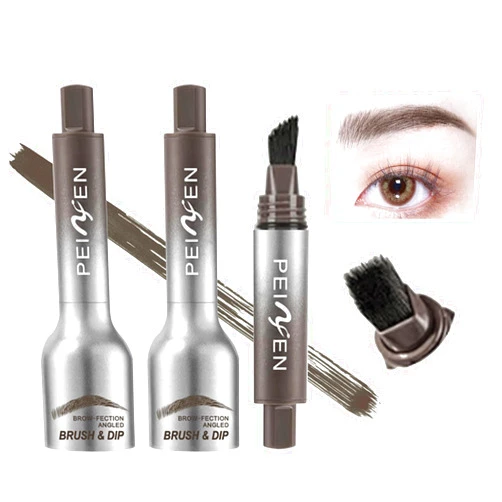 Newvenper Black Liquid Eyebrow Brush 2pcs, Brow Fection Angled Brush and Dip, Bristle-Like, Contour Filling, Waterproof and Sweatproof, Quick-Drying, Easy to Create a Natural Eyebrow Shape 04