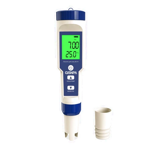 GISNPA PH Meter, 5 in 1 pH/TDS/EC/Salinity/Temp Meter, Waterproof Pool Salt Tester, 0.01 Resolution High Accuracy Water Tester for Drinking Water, Hydroponics, Saltwater Pool, Aquarium, Koi Fish Pond