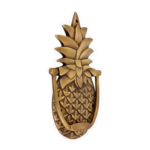 Renovators Supply Manufacturing Door Knockers for Front Door 8 in. Antique Brass Pineapple Shaped Door Knocker with Mounting Hardware