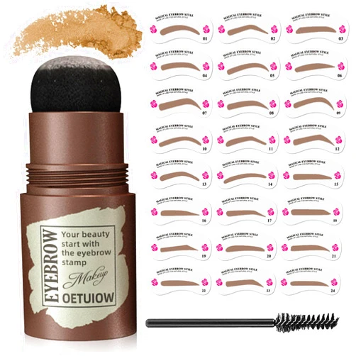 OETUIOW Eyebrow Stamp and Eyebrow Stencil Kit, Eye Brow Stencil Kit for Beginners 24 Reusable and Washable Eyebrow Shaping Kit, Brow Stencil and Stamp Kit Smudge-Proof & Long-Lasting (Blonde)