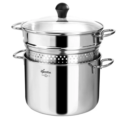 Lagostina Pasta Maiola - 18/10 stainless steel - For all heat sources - Induction excluded, capacity 5 liters - Diameter 22 cm, Silver