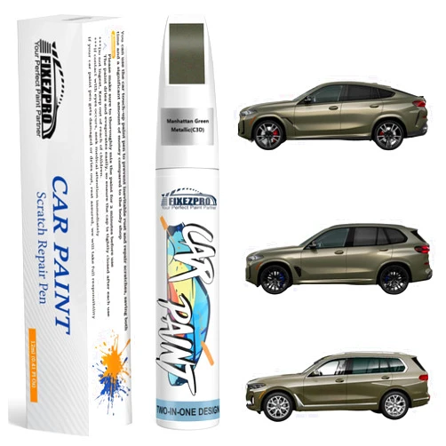FIXEZPRO C3D Manhattan Green Metallic Touch Up Paint for BMW, Color Exact Match Car Paint Scratch Repair Remover Pen Kit Quick & Easy Fix Vehicle Chips and Automotive Nicks Scuff