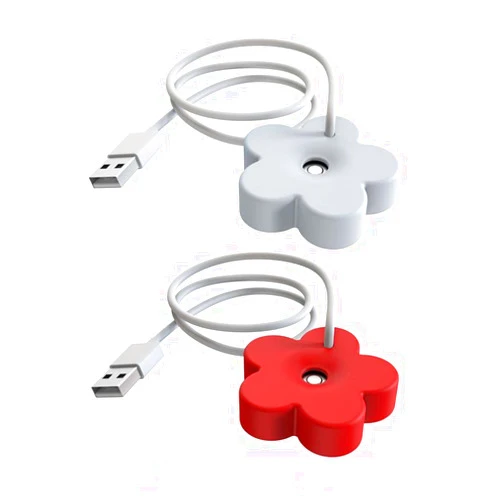 TRIIFON USB Small Flower Humidifier, Creative Cute Simple Mini Humidifier Personal Portable Waterproof Air humidifier for Home Bedroom Office Desk (White+Red)