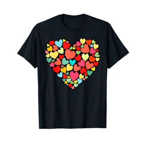 Shining stars and pretty hearts designs Beautiful Heart Colorful Loveheart Mosaic Graphic Cute Love T-Shirt
