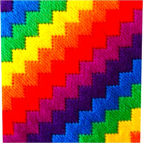 HM NABAVIAN Appletons Wool Needlepoint Kit – Bargello Range - Rainbow Zigzag Designed by The Bargello Sisters