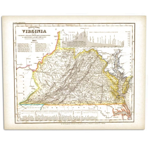 Lone Star Art Virginia Map - 11x14 Unframed Art Print - Great Vintage Gift and Decor for History Buffs and Old Map Enthusiasts Under $15
