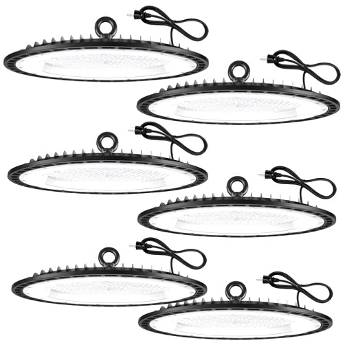 YANYCN 6 Pack 300W UFO Led High Bay Light Fixture,120VAC,5000K Daylight Commercial Shop Bay Lighting,45000LM,[1300W MH/HPS Equiv.] US Plug Area Lighting for Warehouse/Barn/Gym/Factory/Workshop/Garage