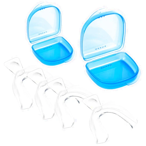 Lumeeno Teeth Whitening Trays 4 Pcs with 2 Travel Storage Cases BPA Free Moldable Trimmable Thin Mouth Trays Dental Tooth Whitener Bleaching Trays
