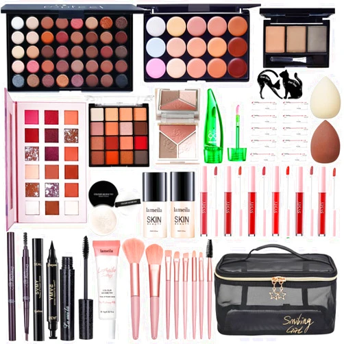 CHAFFUL All in One Makeup Kit for Women Full Kit, Make Up Gift Set for Women, Makeup Essential Bundle Includes Foundation Face Primer Eyeshadow Contour Palette Lipstick Eyeliner Mascara Cosmetic Brush Set