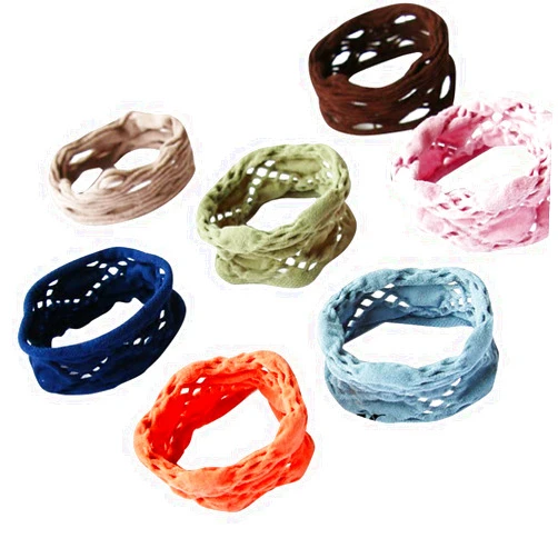 OTYOU 10 Pack Mixed Colors High Elasticity Openwork Lace Hair Scrunchies Soft Scrunchy Bobbles Hair Ties Wrist Band Hair Accessories for Girls,Kids