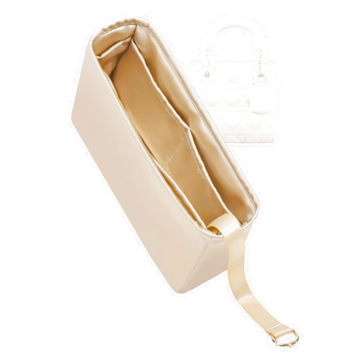 ZYZii Silk Purse Organizer for Lady Dior Micro/Mini/Small/Medium/Large,Insert Bag in Bag,Luxury Handbag Tote Lining Bag Shapers(Small,Champagne)