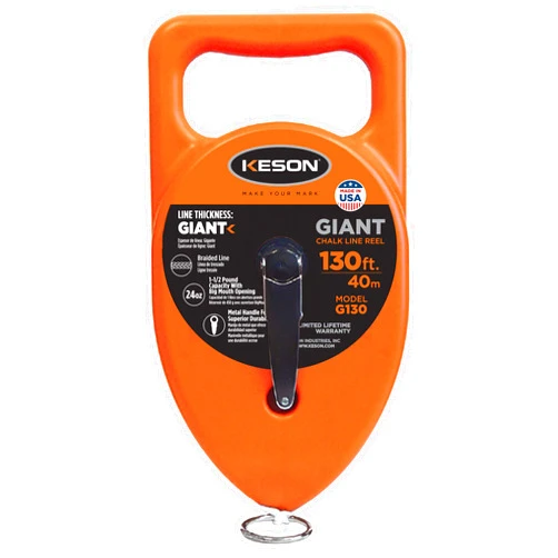 Keson G130 Giant Chalk Line Reel, 24-Ounce Chalk Capacity, 130-Foot