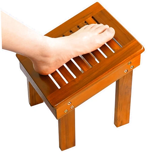 Utoplike Teak Shower Stool for Shaving Legs, Shower Foot Rest for Inside Shower, Sturdy Wooden Corner Shower Step for Bathroom